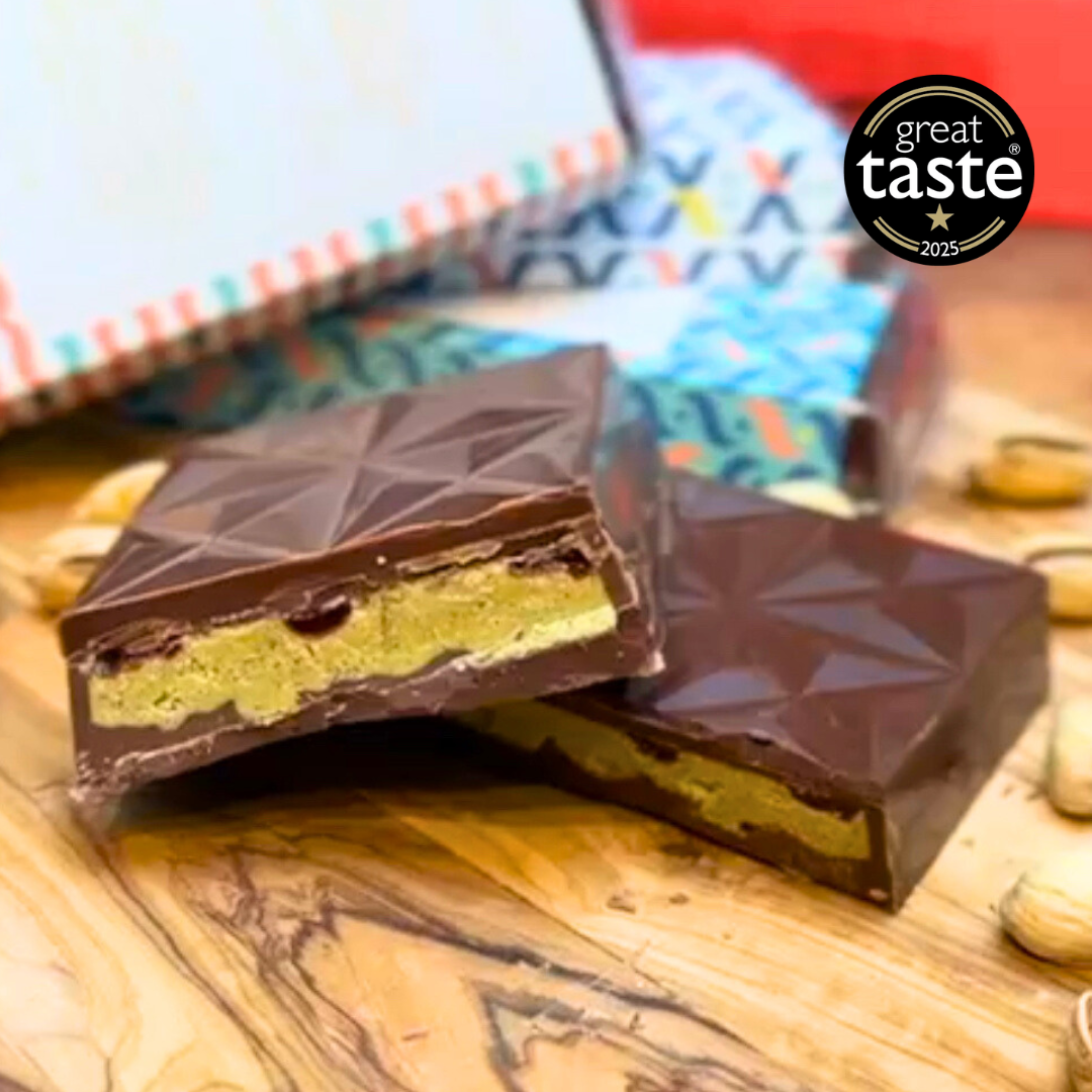 
                  
                    Crunchy Pistachio and Raspberry Chocolate Bar
                  
                