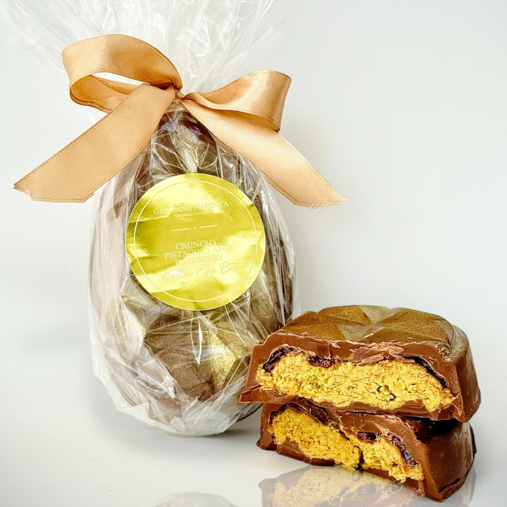 Crunchy Pistachio and Raspberry Chocolate Easter Egg Shaped Bar - 210g