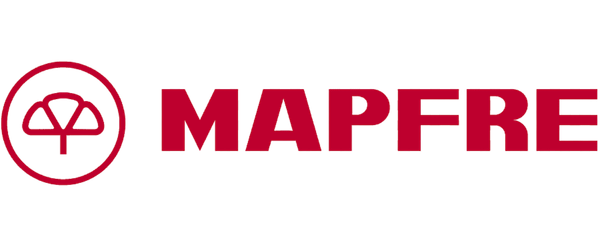 Mapfre logo with red text and circular icon on a white background