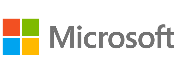 Microsoft logo with four square colors on a white background