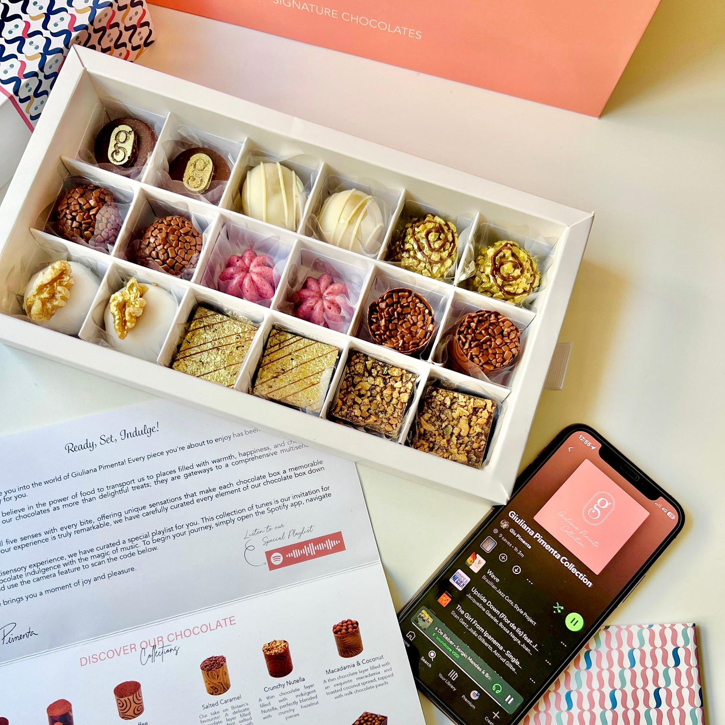 
                  
                    Luxury artisan chocolate gift box with 18 handcrafted chocolates by Giuliana Pimenta Chocolates
Handcrafted chocolate selection box, curated monthly by Giuliana Pimenta Chocolates atelier
Premium surprise chocolate box UK — The Discovery Box by Giuliana Pimenta Chocolates
                  
                
