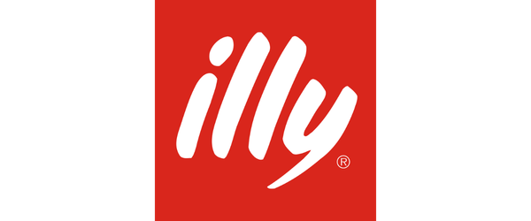 Illy logo on a red background